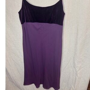 Vintage Niki Livas Purple Velvet Bodice Slip Dress 90s Whimsigoth Union MadeUSA